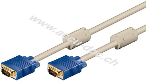 Full HD SVGA Monitorkabel, vergoldet, 10 m, Beige - VGA-Stecker (15-polig) > VGA-Stecker (15-polig) 
