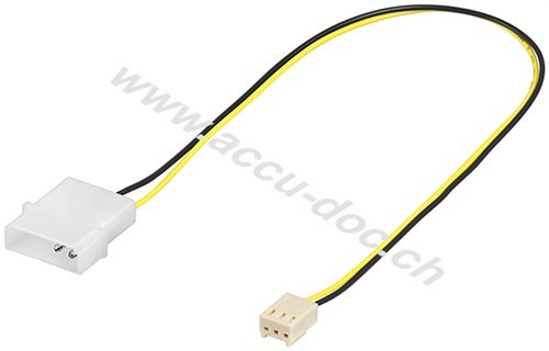 PC Lüfter Stromkabel/Stromadapter, 4 Pin zu 3 Pin, 0.3 m - Lüfter-Stecker (2-Pin) > Lüfter-Stecker (3-Pin) 