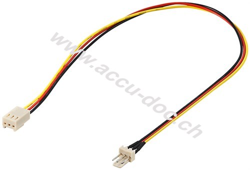 PC-Lüfter Stromkabel-Verlängerung, 3-Pin Stecker/Buchse, 0.3 m - Lüfter-Stecker (3-Pin) > Lüfter-Buchse (3-Pin) 