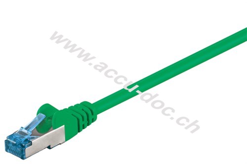 CAT 6A Patchkabel, S/FTP (PiMF), grün, 0.5 m - Kupferleiter (CU), halogenfreier Kabelmantel (LSZH) 