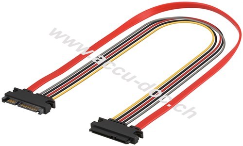 PC SATA Daten- und Stromkabel-Verlängerung, 0.5 m - SATA Kombi-Stecker Daten + Stromversorgung 