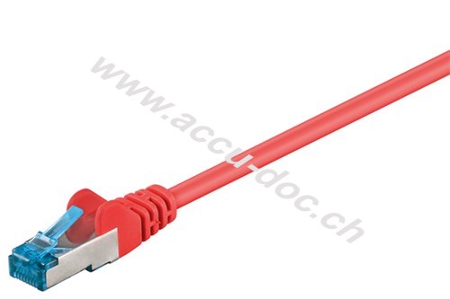 CAT 6A Patchkabel, S/FTP (PiMF), rot, 0.25 m - Kupferleiter (CU), halogenfreier Kabelmantel (LSZH) 