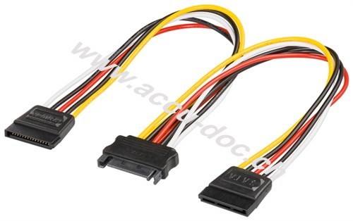 PC Y Stromkabel/Stromadapter, SATA 1x Buchse zu 2x Stecker, 0.2 m - 2x SATA-Standard Stecker > SATA Standard Buchse 