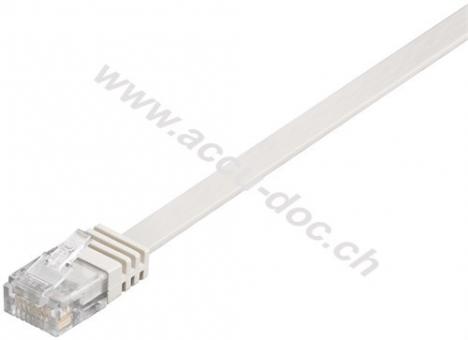 CAT 6 Flach-Patchkabel, U/UTP, weiß, 0.5 m - Kupferleiter (CU) 