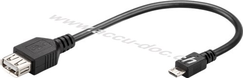 USB Micro-B / USB A OTG High-Speed Adapter für den Anschluss von Ladekabeln, 0.2 m - USB 2.0-Buchse (Typ A) > USB 2.0-Micro-Stecker (Typ B) 