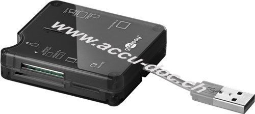 All-in-one-Kartenlesegerät USB 2.0, Schwarz, 0.025 m - 6 Kartenschächte zum Lesen von SD-Speicherkartenformaten 