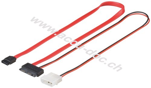HDD S-ATA Micro Kabel 1.5 GBits / 3 GBits  2in1, 0.3 m - SATA L-Typ Stecker > Micro-SATA Stecker 
