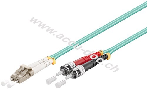 LWL Kabel, Multimode (OM3) Aqua, 0.5 m, Türkis - LC-Stecker (UPC) > ST-Stecker (UPC) 