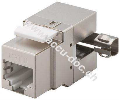 Keystone Modul RJ45 CAT 6, STP, 250 MHz - 17,4 mm breit, Klemmleiste für LSA Montage (werkzeugfrei), 90° gewinkelter Ausgang 