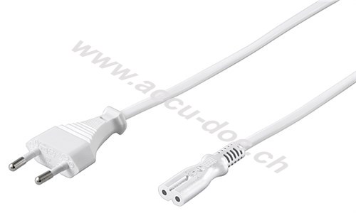 Anschlusskabel Eurostecker, 1,8 m, Weiß, 1.8 m - Eurostecker (Typ C, CEE 7/16) > Gerätebuchse C7 