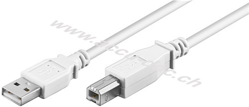 USB 2.0 Hi-Speed Kabel, Weiß, 5 m - USB 2.0-Stecker (Typ A) > USB 2.0-Stecker (Typ B) 