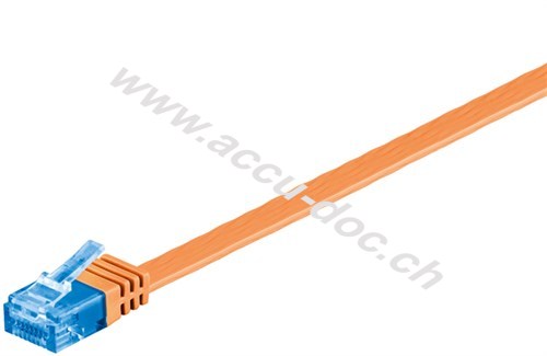 CAT 6A Flach-Patchkabel, U/UTP, Orange, 1 m - Kupferleiter (CU) 