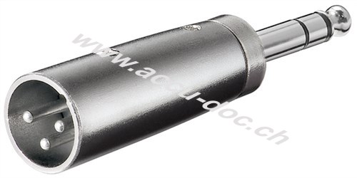 XLR-Adapter, AUX-Klinke 6,35 mm, Stereo-Stecker zu XLR-Stecker - 1x XLR-Stecker (3-polig) > 1x 6,35-mm-Klinkenstecker (4-polig, stereo) 
