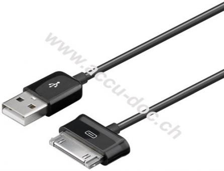 USB Lade- und Synchronisationskabel, 1.2 m, Schwarz - für Geräte mit Samsung 30 Pin Dock-Connector  , Schwarz 