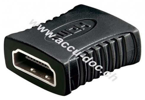 HDMI™ Adapter (Kupplung), vernickelt, Schwarz - HDMI™-Buchse (Typ A) > HDMI™-Buchse (Typ A) 