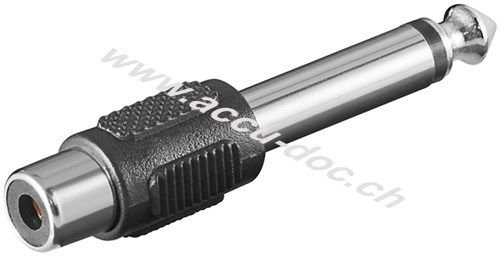 Cinch Adapter zu Mono AUX Klinke 6,35 mm Stecker, Klinke 6,35 mm Stecker (2-Pin, mono) - Klinke 6,35 mm Stecker (2-Pin, mono) > Cinch-Buchse 