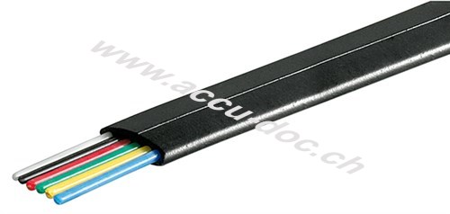Telefonflachkabel 6-adrig, 100 m Rolle, AWG 30, CU (Kupfer), Schwarz - Kupferleiter (CU) 