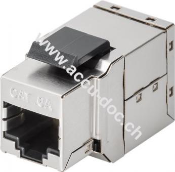 Keystone Modul RJ45 Kupplung/Verbinder CAT 6A, STP - 14,7 mm breit, 2x RJ45-Buchse (8P8C) 