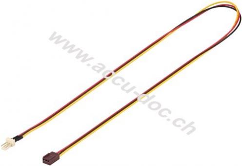 PC Lüfter-Stromkabel Verlängerung, 3-Pin Stecker/Buchse, 0.6 m - Lüfter-Stecker (3-Pin) > Lüfter-Buchse (3-Pin) 