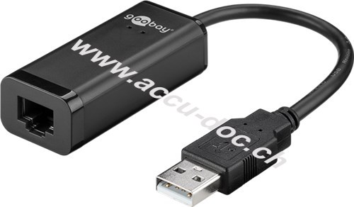 USB 2.0 Fast Ethernet Netzwerkkonverter, schwarz, 0.1 m - zum Anschluss eines PC/MAC an ein Ethernet-Netzwerk über den USB-Anschluss 