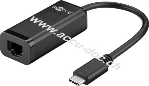 USB-C™-Adapter RJ45, schwarz, RJ45-Buchse (8P8C), 0.2 m - USB-C™-Stecker > RJ45-Buchse (8P8C) 