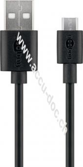 Micro-USB Lade- und Synchronisationskabel, 2 m, Schwarz - für Android-Geräte, schwarz 