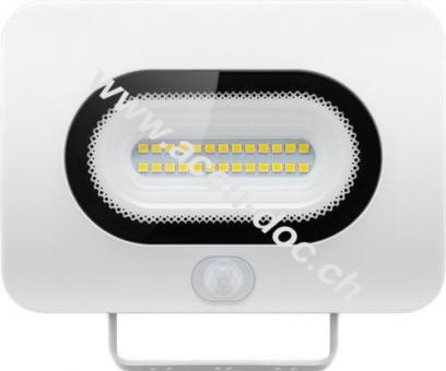 LED-Außenstrahler, 10 W, Slim Design, mit Bewegungsmelder, Weiß, 0.3 m - moderne Lichtlösung mit PIR-Sensor für Hauseingänge, Garagen, Carports & Zugangswege 