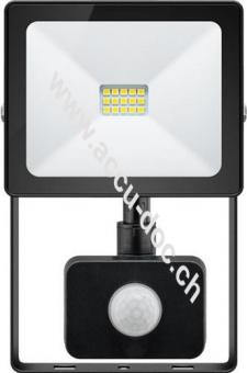 LED-Außenstrahler, 10 W, Slim Classic, mit Bewegungsmelder, Schwarz, 0.15 m - Lichtlösung mit PIR-Sensor für Hauseingänge, Garagen, Carports & Zugangswege 