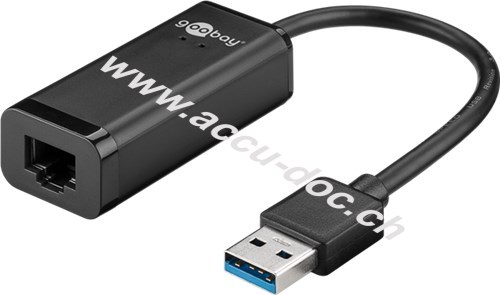 USB 3.0 Gigabit Ethernet Netzwerkkonverter, schwarz, 0.1 m - zum Anschluss eines PC/MAC an ein Ethernet-Netzwerk über den USB-Anschluss 