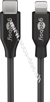 Lightning - USB-C™ Lade- und Synchronisationskabel, 2 m, Schwarz - MFi-Kabel für Apple iPhone/iPad Schwarz 