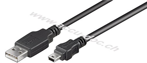 USB 2.0 Hi-Speed Kabel, Schwarz, 0.3 m - USB 2.0-Stecker (Typ A) > USB 2.0-Mini-Stecker (Typ B, 5-Pin) 