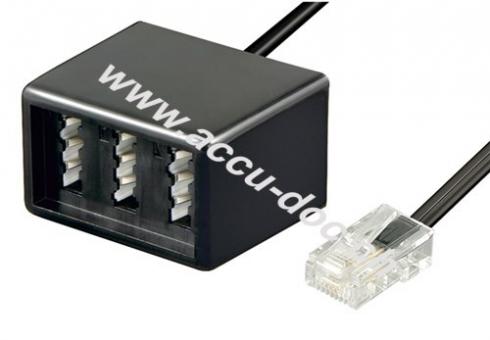 TAE Telefon-Adapter-Stecker, Schwarz, 0.2 m - RJ45-Stecker (8P4C) > 3x TAE N/F/F- Buchse 