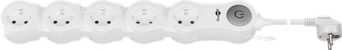 flexible 5-fach Steckdosenleiste mit Schalter, Weiß, 1.5 m - 5x Schutzkontaktbuchse 