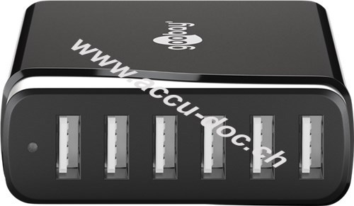 Intelligenter USB-Multiportlader, Schwarz, 1.2 m - 8 A Lader lädt bis zu 6 Geräte gleichzeitig 