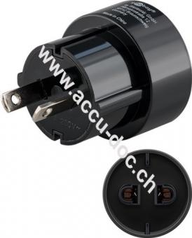 Netzadapter, Schwarz - Eurostecker (Typ C, CEE 7/16) > Australien-Stecker (Typ I, AS 3112) 