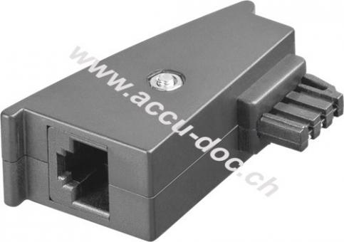 TAE Telefon-Adapter-Stecker, Grau - TAE-F-Stecker (PIN 1/2) > RJ45-Buchse (8P2C) (PIN 4/5) 