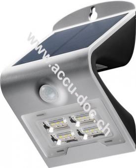 LED Solar-Wandleuchte mit Bewegungsmelder, 2 W, Silber - Lichtlösung für Hauseingänge, Carports & Treppen 