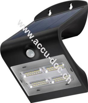 LED-Solar-Wandleuchte mit Bewegungsmelder, 3,2 W, schwarz - LED-Solarleuchte bietet eine neutralweiße Lichtlösung für Hauseingänge, Carports und Treppen 