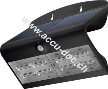 LED Solar-Wandleuchte mit Bewegungsmelder, 6,8 W, Schwarz - Lichtlösung für Hauseingänge, Carports & Treppen 
