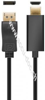 DisplayPort/HDMI™ Adapterkabel 1.2, vergoldet, 1 m, Schwarz - DisplayPort-Stecker > HDMI™-Stecker (Typ A) 