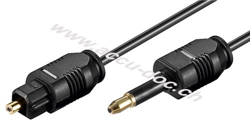 Toslink-auf-Mini-Toslink-Kabel, 2 m - 3,5 mm mini Toslink-Stecker > Toslink-Stecker, ø 2,2 mm 