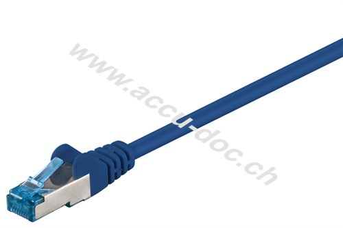CAT 6A Patchkabel, S/FTP (PiMF), blau, 1 m - Kupferleiter (CU), halogenfreier Kabelmantel (LSZH) 