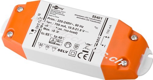 LED Konstantstrom-Trafo  / 15 W, 15 W - dimmbar, 700 mA CC für LEDs bis 15 W Gesamtlast 