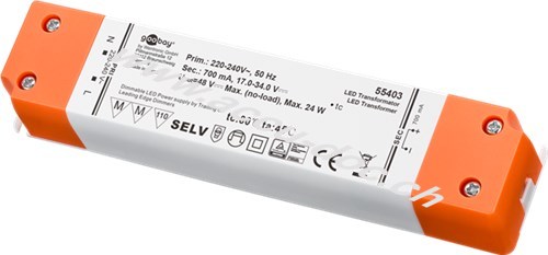 LED Konstantstrom-Trafo  / 24 W, 24 W - dimmbar, 700 mA CC für LEDs bis 24 W Gesamtlast 