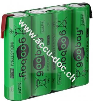 4x AA (Mignon) Akku - 2100 mAh, Grün - Lötfahne (U), LSD-NiMH Akku (Ready-to-Use), 4,8 V 