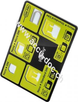 SIM-Kartenadapter Set im Kreditkarten-Format, Schwarz-Grün - für Nano SIM, Micro SIM und SIM-Format mit einfacher ''Click-in'' Verrieglungsfunktion 