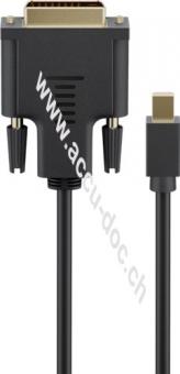Mini DisplayPort/DVI-D Adapterkabel 1.2, 1 m, Schwarz - Mini DisplayPort-Stecker > DVI-D-Stecker Dual-Link (24+1 pin) 