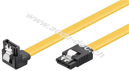 PC Datenkabel, 6 Gbits, 90° Clip, 0.5 m, Gelb - SATA L-Typ Stecker > SATA L-Typ Stecker 90° 