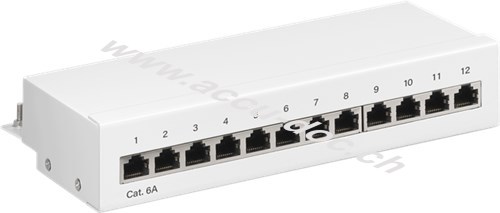 CAT 6a Mini/Desktop Patch Panel, 12 Port, Weiß - STP geschirmt, Weiß 