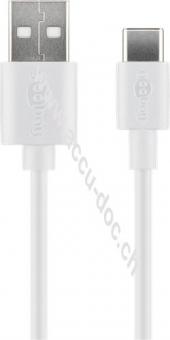 USB-C™ Lade- und Synchronisationskabel, 0.5 m, Weiß - verbindet Geräte mit USB-C™- und USB-A Anschlüssen miteinander 